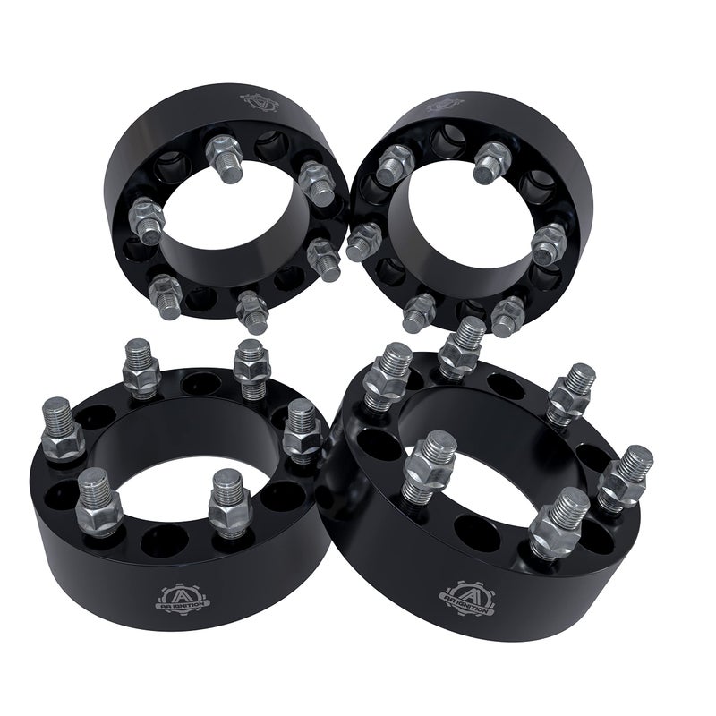 AA Ignition 6x5.5 Wheel Spacers 2 Inch, Set of 4-6 Lug 50mm Wheel Centric Adapter - Fits Chevy, GMC & Cadillac - 1999-2022 Silverado, Sierra, Avalanche, Tahoe & Suburban - 6x139.7mm Bolt Pattern, M14x1.5 Studs - Image 2